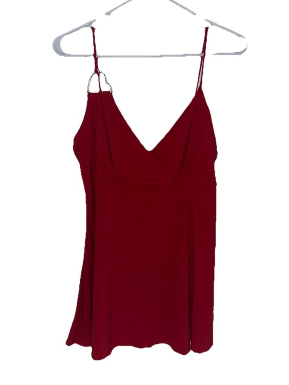 Y2K MKM Designs Womens Babydoll Tank No Tag Sz M/L Red Rhinestone Heart Fairy